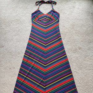 Xhilaration stretchy striped halter bright Maxi Dress small